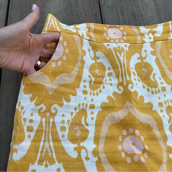 J.Crew linen skirt size 6 ikat yellow. - Picture 4 of 13